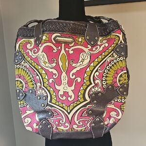Isabella Fiore Pink and Brown Paisley-Print Tote Rare!!